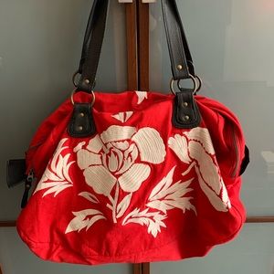 Red embroidered bag from Anthropologie